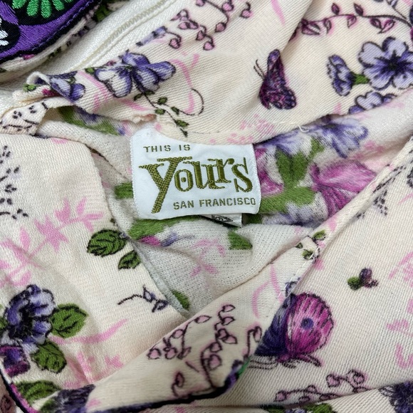 Vintage 70s This Is Yours San Francisco Butterfly Print Maxi Dress ILGWU Size XS - Picture 7 of 15